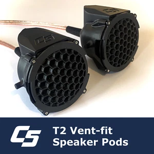 VW Volkswagen T2 Type-2 Dashboard Vent Speaker Kit (Pair 4 Ohm) - Picture 1 of 8
