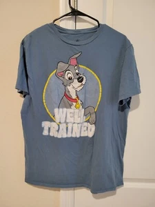 Disney Parks Lady and The Tramp “Well Trained” Blue Adult Shirt Size Large - Picture 1 of 6