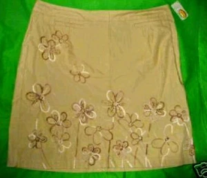 Minigonna donna ricamata cotone fresco estivo kaki Talbot's taglia 16P nuova con etichetta $68  - Foto 1 di 1