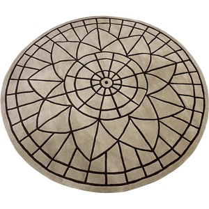 Round Rug 100% Wool Beige Hand Tufted 200x200 CM Oriental Modern WT1 - Picture 1 of 8