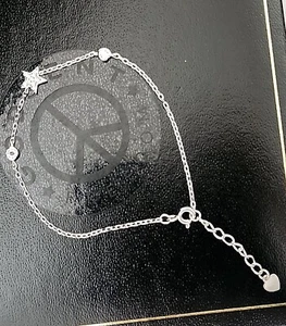 Pulsera con dije de cristal de estrella pequeña de plata de ley 925 grabada para niñas Día de la Madre - Imagen 1 de 11