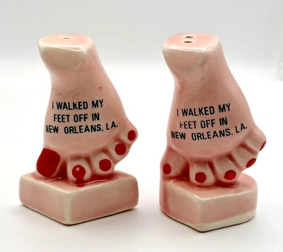 Vintage Feet Foot Painted Nails Salt and Pepper Shakers New Orleans Souvenir - Image 1 of 4