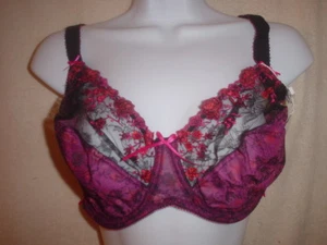 Freya 3621 Tinkerbell Full Cup Underwire Black/Purple 32FF UK/ 32H US NWT - Picture 1 of 3
