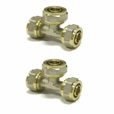 16mm x 16mm x 16mm Equal Tee  PEX-AL-PEX BRASS COMPRESSION FITTINGS  - Image 1 of 3