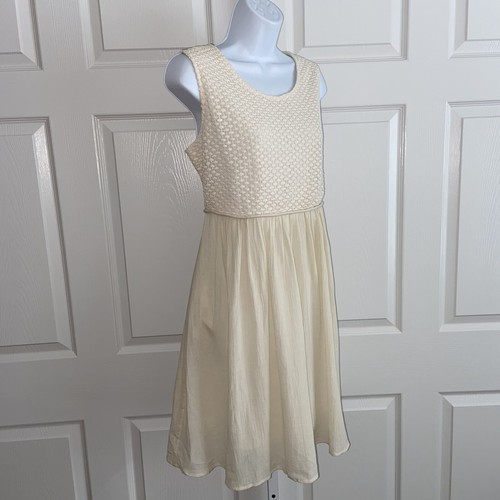 OFF WHITE Abito Garnet Hill Off White garza all'uncinetto taglia media senza maniche tank panna