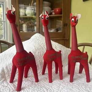 3/VINTAGE Frohe Weihnachten Filz Giraffe Kartenhalter Figur Japan Retro 1950-60er - Bild 1 von 19