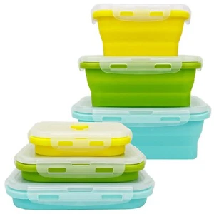 Collapsible Silicone Lunch Containers Leakproof Bowls for Camping Travel 3PCS - Picture 1 of 9