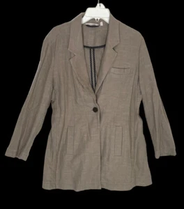 Blazer chaqueta de un botón Soft Surroundings M mezcla de lino tostado Sheridan - Imagen 1 de 11
