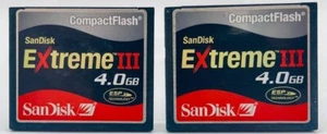Lot de 2 cartes Compact Flash SanDisk Extreme III 4Go TESTÉES - Photo 1 sur 2