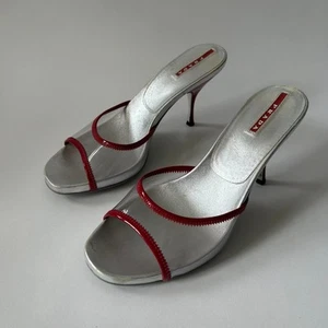 PRADA VINTAGE Y2K PVC RED SILVER HEELS - Bild 1 von 7