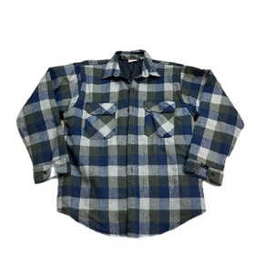 Vintage Five Brothers Lined Heavy Flannel Shirt USA Made Plaid 90’s Quilted L - Picture 1 of 5