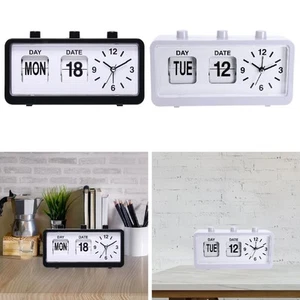 Flip Desk Clock Button Page Turning Clock Modern Crafts Alarm Clock Silent Date - Picture 1 of 11