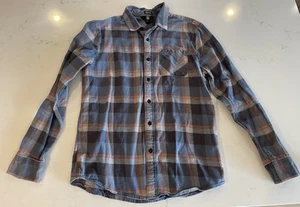 Volcom Junior Large Button Down Flannel Blue And Orange - Picture 1 of 4