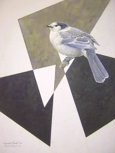 David Plank Gray Jay Songbird Geometric #3/50 Giclee Art Print *NEW* - Picture 1 of 2