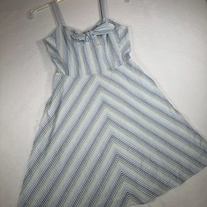 Draper James Striped Bow Front Fit Flare Dress Blue Green Women's Size 4 - Picture 1 of 9