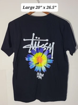 Stussy "Increase the Peace" Flower Large Black T-Shirt  NWT - Image 1 of 4