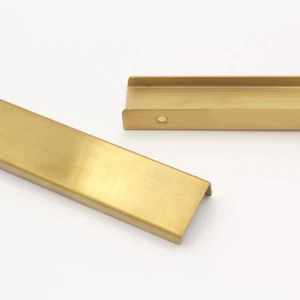 NEU Packung mit 10 Finger Tab Griffe für Schublade/Schrankgriffe, gebürstetes Messing, 10" - Bild 1 von 13