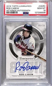 2018 Topps Luminaries Hit Kings #HK-RC Rod Carew PSA 10 GEM MINT Auto 5/15 Angel - Picture 1 of 2
