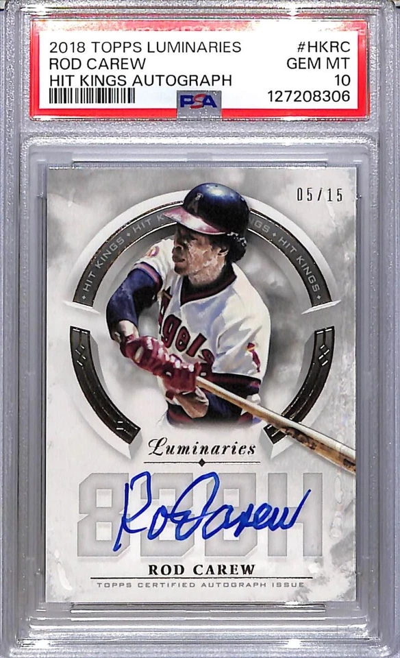 2018 Topps Luminaries Hit Kings #HK-RC Rod Carew PSA 10 GEM MINT Auto 5/15 Angel - Image 1 of 2