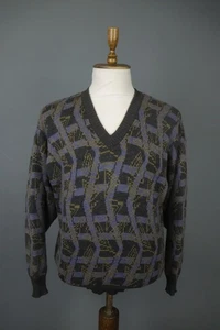 Vintage PIERRE BALMAIN Multi Wool Knit Long Sleeve V-Neck Pullover Sweater Sz 7 - Picture 1 of 15