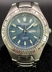 Citizen Eco Drive Titan Uhr Japan WR 100 E101 - K004403 GN 4W S funktioniert - Bild 1 von 9