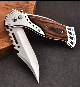 Klappmesser mit Holzgriff & Teilwellenschliff - Bild 1 von 7