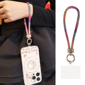 Bright Rhinestone Phone Lanyard Keychain Hanging Cord  Phone Accessories - Photo 1 sur 17