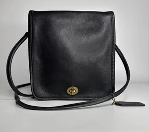 Bolso Bandolera COACH Vintage Compacto Bolsa Negro Bonnie Cashin NYC EE. UU. - Imagen 1 de 15