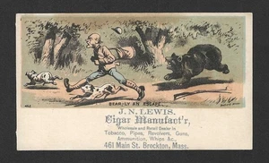 c1880's Lewis Tobacco Trade Card - Bufford Revolvers, Guns, Whips - Brockton, MA - Picture 1 of 2