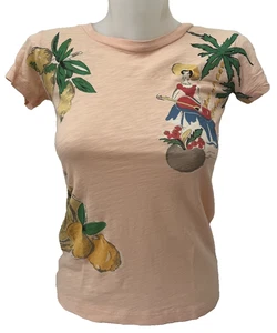 Camiseta para mujer J Crew fruta tropical vacaciones melocotón talla XXS NUEVA - Imagen 1 de 6