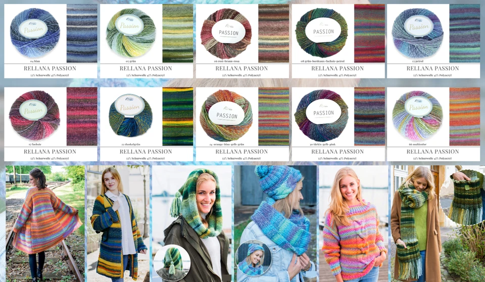 "Rellana Passion" 150g warmes Dochtgarn für Schals Loops Mützen Ponchos Jacken - Bild 1 von 4