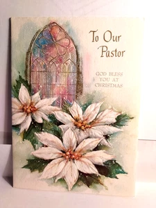 Vintage Hallmark Grußkarte "An unseren Pastor" Weihnachtsstern unbenutzt NOS - Bild 1 von 4