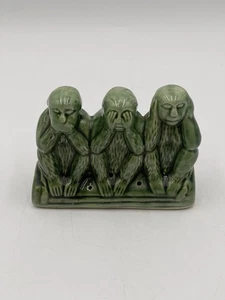 Estatuilla de cerámica de colección de 3 monos sabios See No Evil Hear No Evil Speak No Evil - Imagen 1 de 5