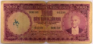 Turkey Banknote 1000 Lira 1953 - Picture 1 of 5