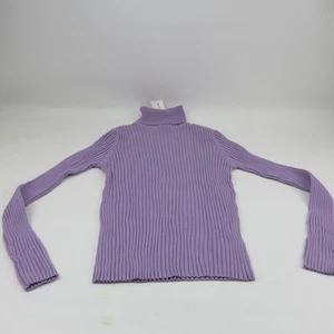 Express Womens Turtleneck Ribbed Knit Cotton Sweater Medium Purple NWT - Picture 1 of 7