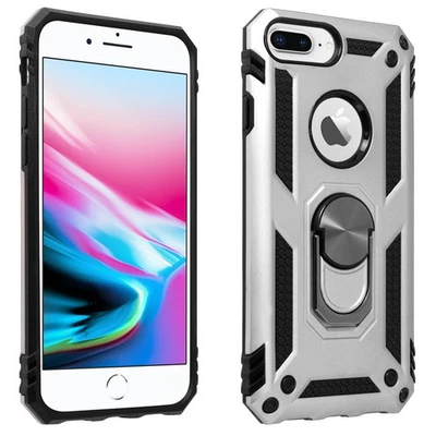 Cover iPhone 6 Plus / 6S Plus / 7 Plus / 8 Plus Anello Magnetico Stand Argento - Immagine 1 di 4