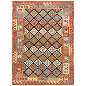 Kelim Afghan 229x166 cm Handgewebter Orientteppich kilim Wolle Carpet Rug Rot - Picture 1 of 12