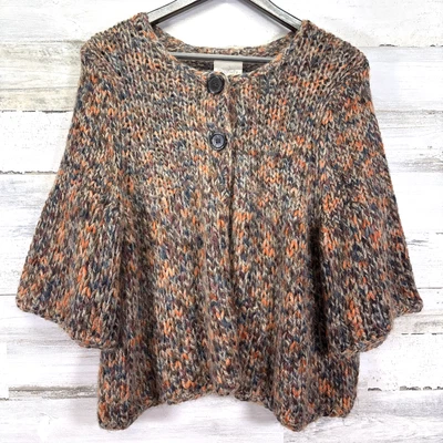 Suéter Cárdigan Suelto Relativity Marrón Naranja Grueso Tejido Lana Mohair Alpaca 1X Foto 1 de 4