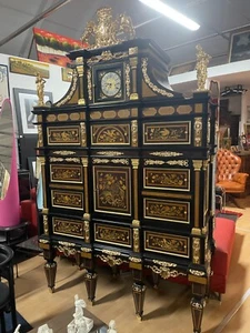 Grande armadietto monetiere italiano in legno intarsiato e bronzo - Foto 1 di 6