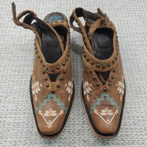 Lane SlingBack Aztec Mule Cowboy Boots Womens 9.5 Western Leather Cowgirl NWOB - Picture 1 of 11