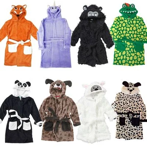 Kids Fleece Dressing Gown Childrens Novelty Animal Robe Boys Girls - Picture 1 of 9