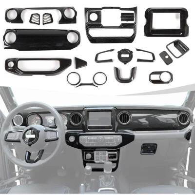20x Interior Whole set Trim Cover Kit For Jeep Wrangler JL JT 2018+ Carbon Fiber - Image 1 of 4