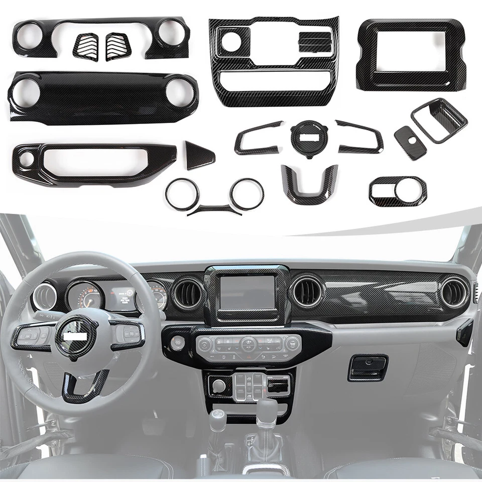 20x Interior Whole set Trim Cover Kit For Jeep Wrangler JL JT 2018+ Carbon Fiber - Image 1 of 4