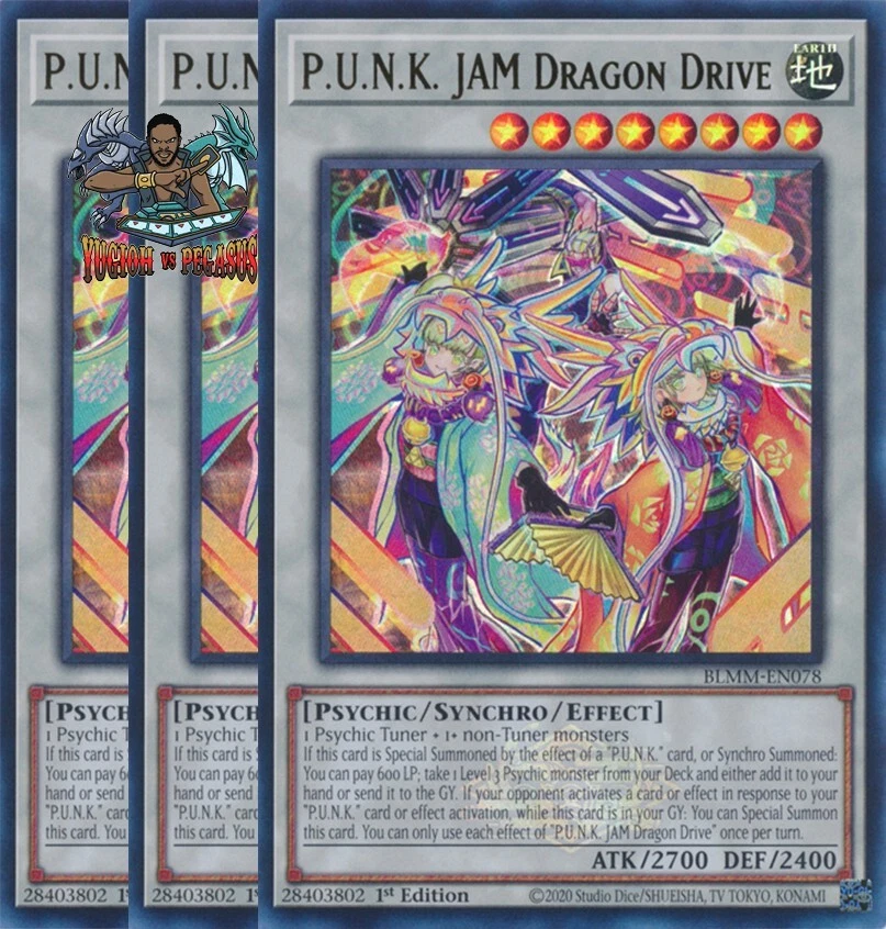 Yugioh! 3x P.U.N.K. JAM Dragon Drive BLMM-EN078 Emblazoned Ultra Rare 1st Ed NM - Image 1 of 1