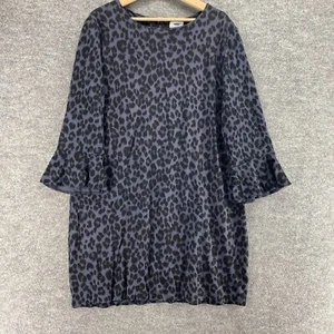 Old Navy Dress Women XL Blue Animal Print Shift Short Zipper Long Sleeve Casual - Picture 1 of 9