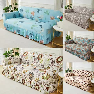 1/2/3/4 Seater Sofa Slipcover High Stretch Couch Cover W/ Skirt Sofa Protector - Picture 1 of 27