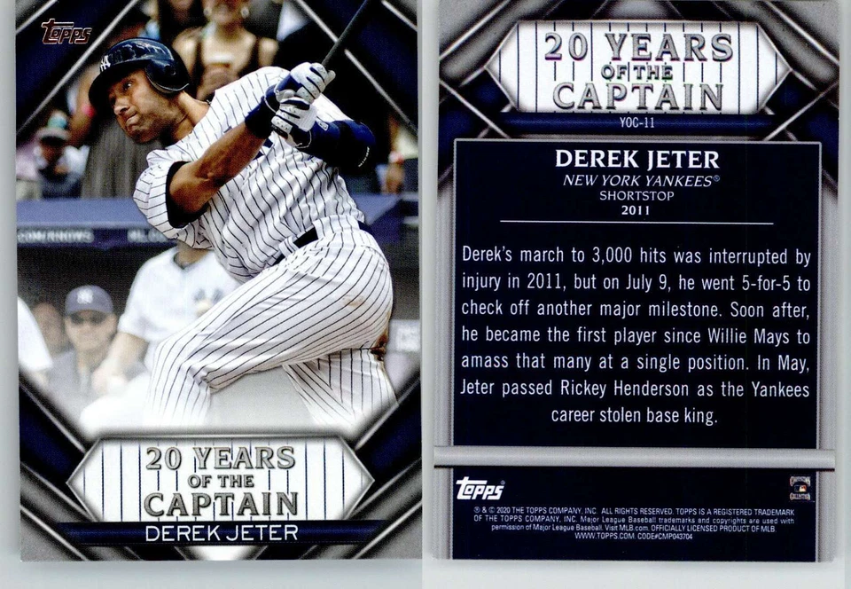 Derek Jeter 2020 Topps Update 20 Years of the Captain #YOC-11 Yankees HOF - Image 1 of 1