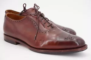 INDOSSATO 10x | $395 ALLEN EDMONDS PREMIER 10,5 EEE MARRONE OXFORD BALMORAL ADELAIDE - Foto 1 di 10