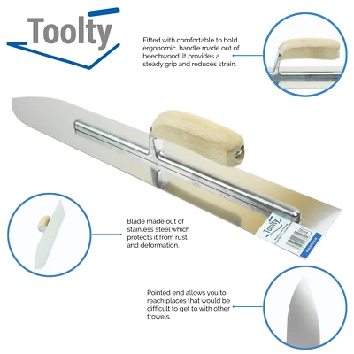 Pointed Flooring Trowel Soft Wooden Grip Screeding Tool 500 mm DIY Toolty Pro - Image 1 of 4