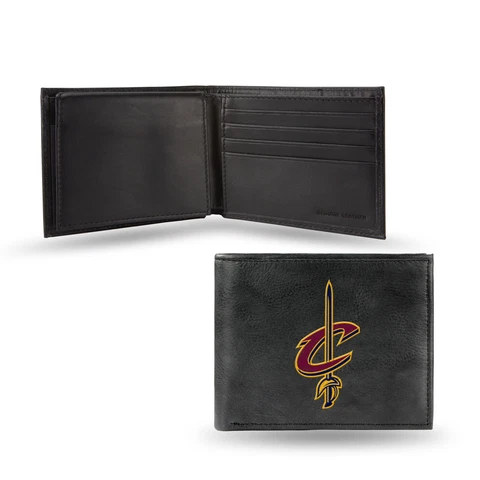 Cleveland Cavaliers NBA Embroidered Team Logo Black Leather Bi-fold Wallet Cover